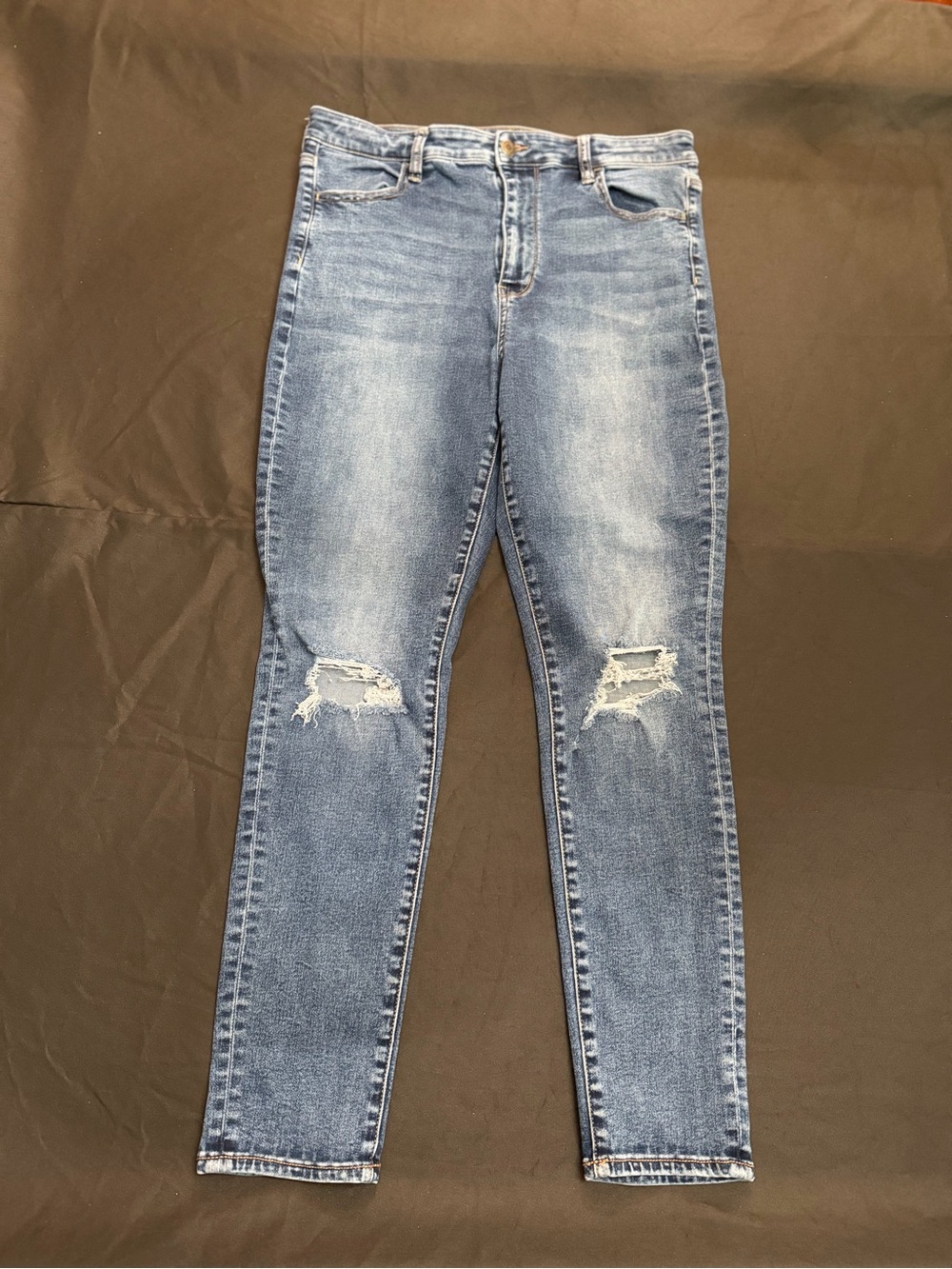 American Eagle Outfitters Blue Distressed Skinny Jeans